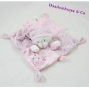 Doudou plat ours MAX & SAX rose Moon rayures Carrefour