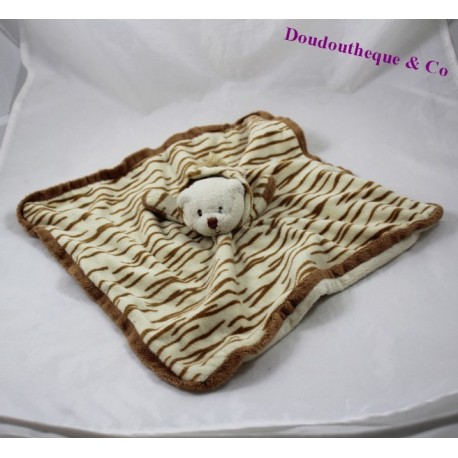 Bär, die flache Doudou BUKOWSKI als Tiger Streifen Beige braun 33 cm getarnt Bär, die flache Doudou BUKOWSKI als Tiger Streifen Beige braun 33 cm getarnt