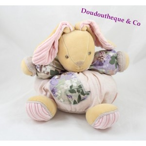 Doudou conejo KALOO rosa bohemio caqui motivos floral 25 cm