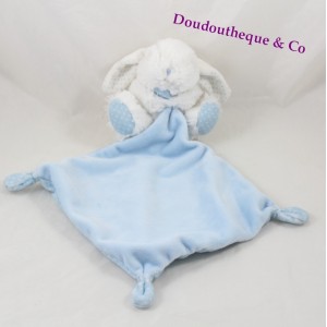 Doudou conejo guisantes TEX bebé azul cruce de pañuelo blanco