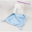 Doudou Kaninchen TEX BABY Erbse blau weißen Taschentuch Kreuzung