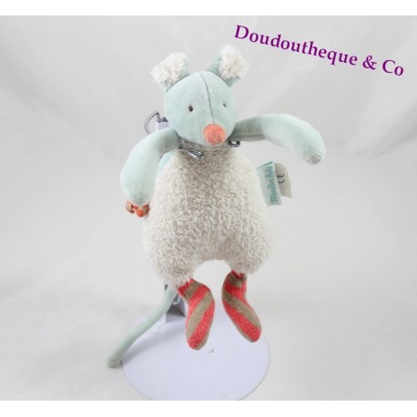 Doudou Maus MOULIN ROTY Zwieback und Pompom Rattle Glocke 20 cm