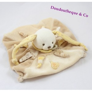 Doudou conejito plano frazada y empresa Douvelours amarillo pera