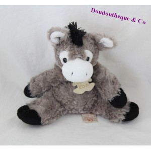 Doudou ane HISTOIRE D'OURS gris poils longs 16 cm