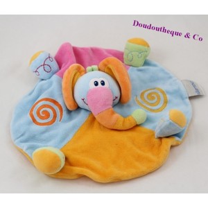 Doudou plat rond éléphant NATTOU JOLLYMEX marionnette 30 cm