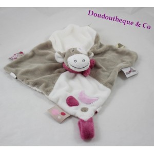 Doudou flat Lola cow NOUKIE'S Victoria and Lucie moon pink gray white 24 cm