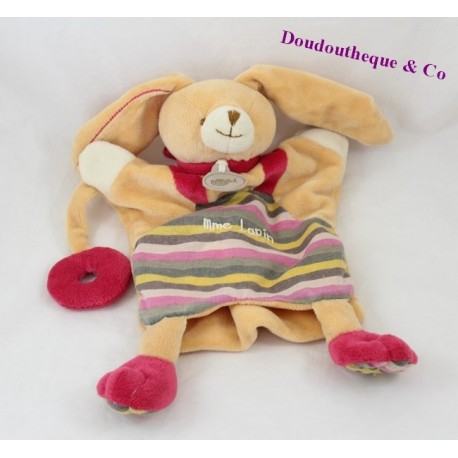 Doudou perro de muñeco bebé NAT' Señor Ouaf beige rojo 27 cm