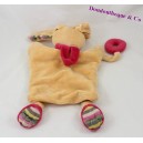 Doudou marionnette lapin BABY NAT' Mme Lapin beige rayures 27 cm