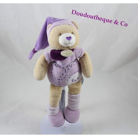 Doudou Sam Bär KUSCHELTIER UND GESELLSCHAFT Lila Mütze 25 cm Doudou Sam Bär KUSCHELTIER UND GESELLSCHAFT Lila Mütze 25 cm