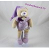 Doudou Sam bear CUDDLY TOY AND COMPANY purple cap 25 cm