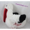 Stuffed stork souvenir Alsace white red black 45 cm