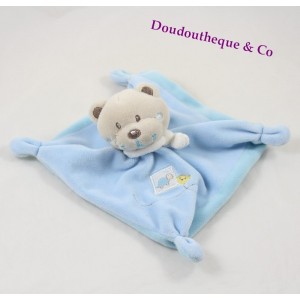 Doudou Plattbär TEX BABY blaue Schildkröte weißer Schal Crossroads 18 cm