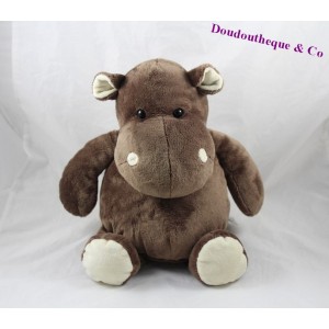 Peluche hippopotame HISTOIRE D'OURS marron assis 25 cm