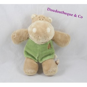 Doudou musical Hippopotame NOUKIE'S Hippoum, Baboum et Zamba salopette verte 18 cm