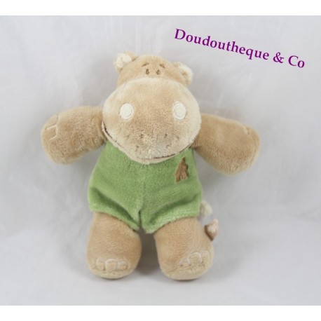 Doudou Hippoum hippopotame NOUKIE'S Hippoum Baboum et Zamba salopette verte 17 cm