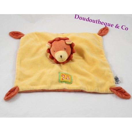 Lion flat comforter MOULIN ROTY Les Loustics orange yellow 25 cm