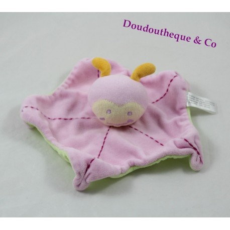 Doudou Flache Marienkäfer BABOU Schnecke rosa und grün 25 cm Doudou Flache Marienkäfer BABOU Schnecke rosa und grün 25 cm