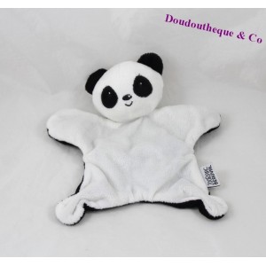 Doudou plat panda ZOOparc DE BEAUVAL blanco negro 21 cm