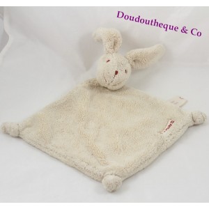Flat Doudou rabbit ears beige triangle CLARINS fabric flowery 34 cm