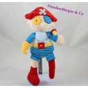 Peluche garçon pirate TEDDYKOMPANIET BASTAD perroquet bleu rouge 28 cm