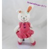 Doudou conejo NICOTOY rosa vestido bordado 26 cm