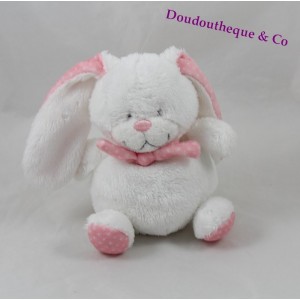 Doudou conejo guisantes de TEX Blanca Rosa bufanda bebé blanco 15 cm