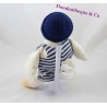Plush musical MOULIN ROTY overalls striped blue white duck 32 cm Seraphim