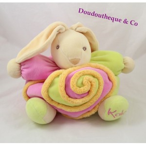 Peluche conejo KALOO piruletas espiral rosa verde naranja 26 cm