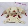 Flat rabbit cuddly toy NICOTOY Bastien beige brown burgundy bow 26 cm