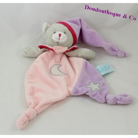 Doudou flat cat BABY NAT the Luminescents star BN0138 25 cm Pink Purple Moon