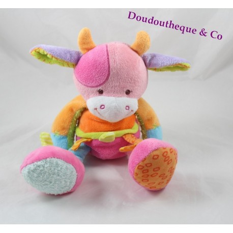 Kuh Plüsch NATTOU Funny Bauern rosa orange grün 30 cm Kuh Plüsch NATTOU Funny Bauern rosa orange grün 30 cm