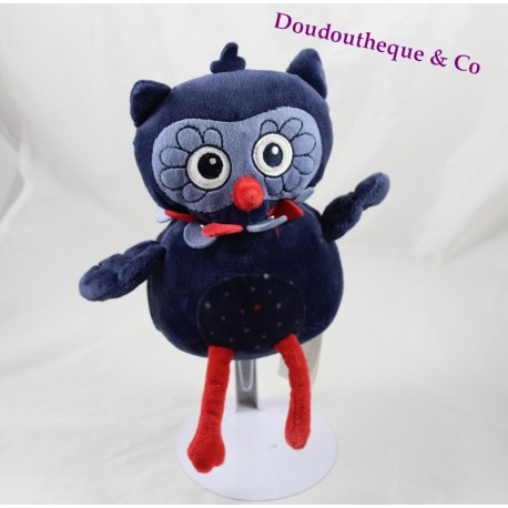 Peluche hibou chouette KIMBALOO bleu rouge 25 cm Peluche hibou chouette KIMBALOO bleu rouge 25 cm