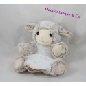 Doudou marionnette mouton RODADOU RODA blanc beige poil long 23 cm