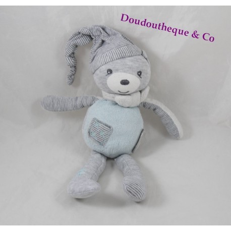 Bären Doudou KALOO Zen Aqua blau grau Vogel 25 cm Bären Doudou KALOO Zen Aqua blau grau Vogel 25 cm