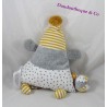 Awakening stuffed mouse TAPE A L'OEIL TAO stripes grey yellow white star 35 cm