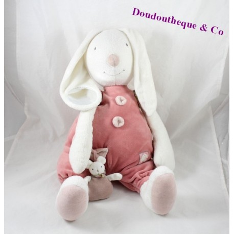 Rabbit comforter MOULIN ROTY Myrtille and Capucine pink dress 34 cm Rabbit comforter MOULIN ROTY Myrtille and Capucine pink dress 34 cm