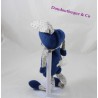 Doudou lapin BOUT'CHOU bleu foncé gris tissu étoiles Monoprix 33 cm