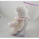 Peluche ours GIPSY coeur rose blanc 31 cm