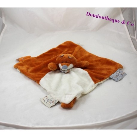 Doudou plat castor NOUKIE'S William et Henry beige blanc 26 cm Doudou plat castor NOUKIE'S William et Henry beige blanc 26 cm