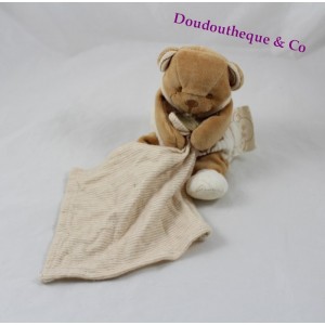 Teddy bear handkerchief DOUDOU ET COMPAGNIE organic brown beige 17 cm