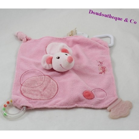 Flache Aktivität Doudou Maus BABY NAT' rose 24 cm rund Muster