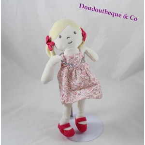 Doudou Tilda la muñeca rubia vestido florales edredones OBAÏBI chica 27 cm