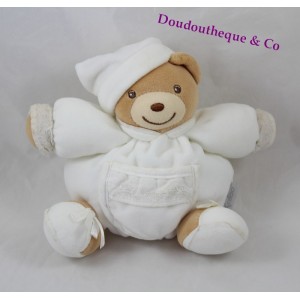 Doudou boule ours KALOO Dragée blanc broderies poche 18 cm