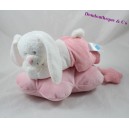Plush musical rabbit TEX BABY pink lying cloud peas Carrefour 28 cm