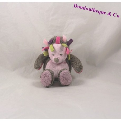 Mini blankie Hedgehog NATTOU Manon and Brown rose Alizée rattle Bell 16 cm Mini blankie Hedgehog NATTOU Manon and Brown rose Alizée rattle Bell 16 cm
