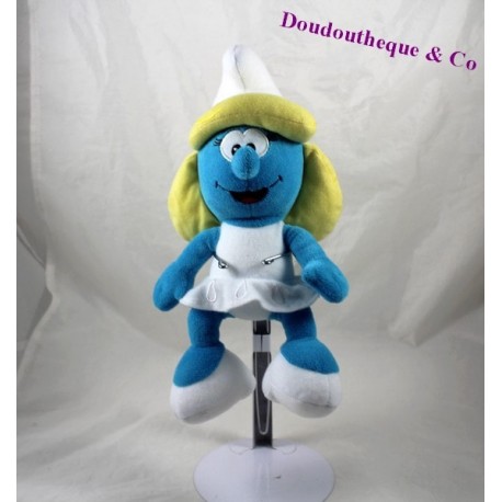 Peluche Schtroumpfette bleu robe blanche The Smurfs Peyo 2016 30 cm