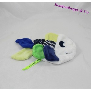 Doudou flat fish of the same at the same 22 cm green white blue DPAM