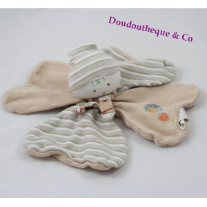 Doudou flachen junge Elf d ' Amour DODO Beige gestreiften Blüten MGM 25 cm