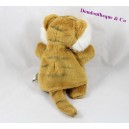 Doudou marionnette tigre AUSYCOMORE beige 25 cm