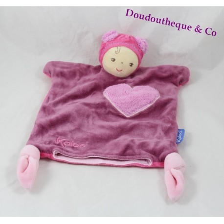 Doudou Marionette Puppe KALOO Pink Purple Heart Knoten 29 cm